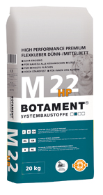 BOTAMENT® M 22 HP High Performance - Premium Flexkleber Dünnbett/Mittelbett (BOTACT®) 20.00Sack/Sack  ,Farbe:grau ,Gebinde:1x20 kg 