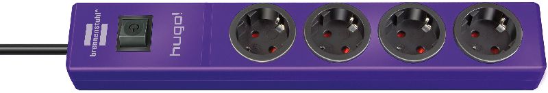  hugo! Steckdosenleiste 4-fach violett 2m H05VV-F 3G1,5  1/Stck  ,Länge:6,000 ,Breite:7,000 ,Höhe:38,500 
