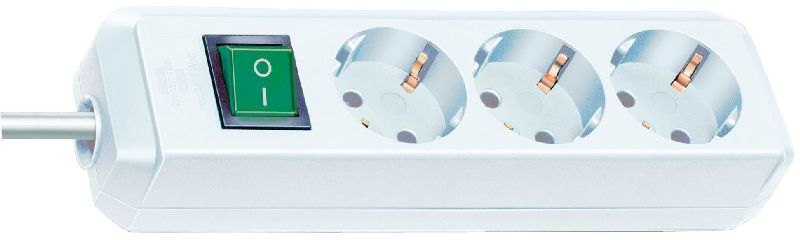 Eco-Line Steckdosenleiste mit Schalter 3-fach weiß 1,5m H05VV-F 3G1,5  1/Stck  ,Länge:24,000 ,Breite:8,000 ,Höhe:6,000 