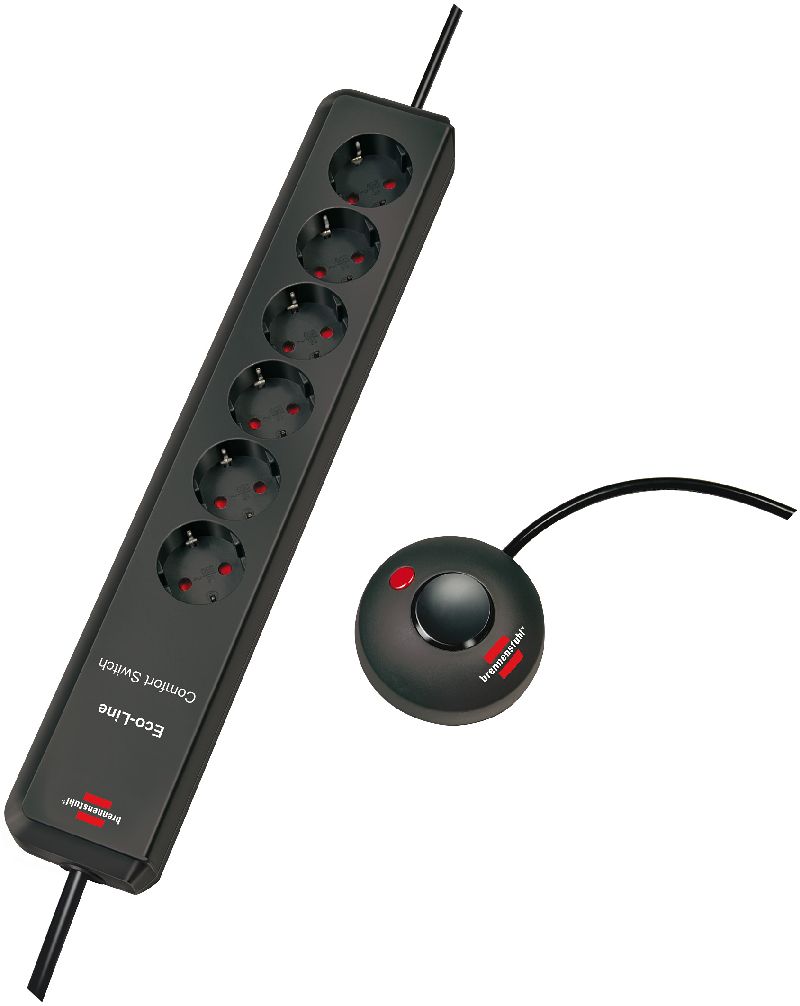  Eco-Line Comfort Switch Steckdosenleiste 6-fach anthrazit 2m H05VV-F 3G1,5  1/Stck  ,Länge:5,000 ,Breite:12,000 ,Höhe:56,500 