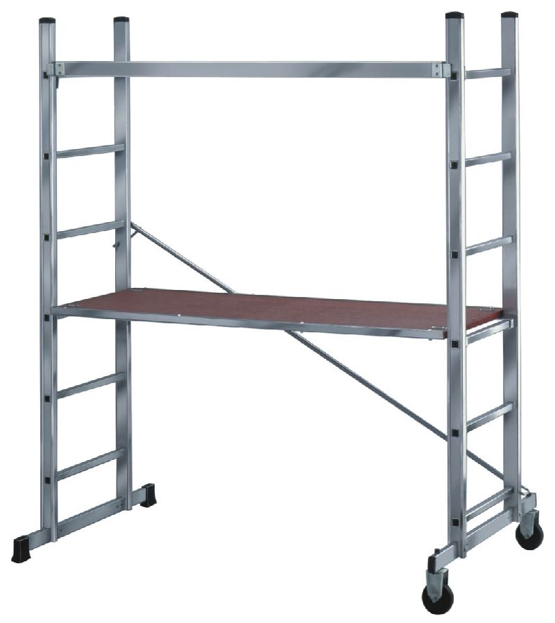  Aluminium Ger?st mit Sicherheitsgel?nder 1x6 Sprossen Plattform 1,5x0,5m Plattformh?he 0,28-0,8m L?nge Anlegeleiter 1,9m  1/Stck  ,L?nge:193,000 ,Breite:50,000 ,H?he:15,000 