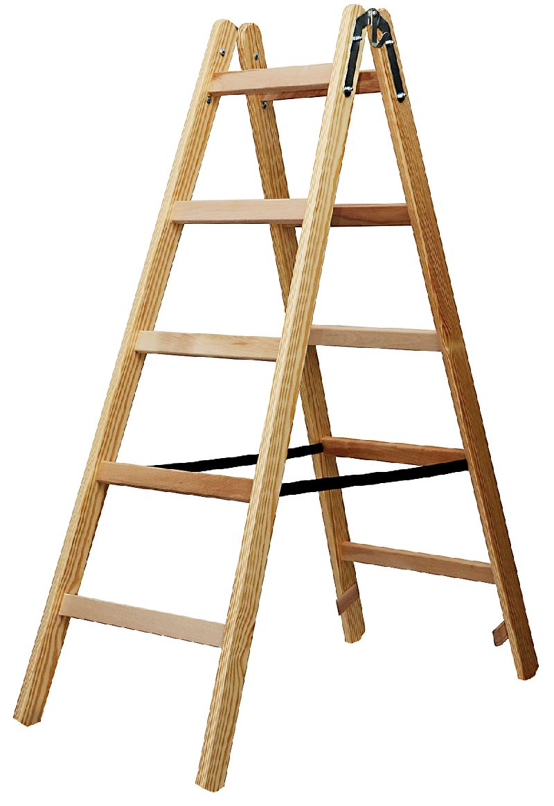  Holz-Stehleiter 2x5 Sprossen Höhe Stehleiter 1,32m  1/Stck  ,Länge:152,000 ,Breite:50,000 ,Höhe:12,000 