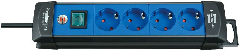  Premium-Line Steckdosenleiste 4-fach schwarz/blau 1,8m H05VV-F 3G1,5  1/Stck  ,Länge:6,000 ,Breite:10,000 ,Höhe:32,500 