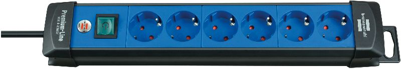  Premium-Line Steckdosenleiste 6-fach schwarz/blau 3m H05VV-F 3G1,5  1/Stck  ,Länge:43,000 ,Breite:9,500 ,Höhe:6,500 