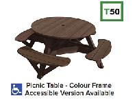 C.R.P. - runder Picknick-Tisch mit Schirm-Loch T50/T50WC