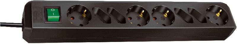  Eco-Line Steckdosenleiste mit Schalter 4 Schutzkontakt- und 4 Euro-Steckdosen schwarz 1,5m H05VV-F 3G1,5 