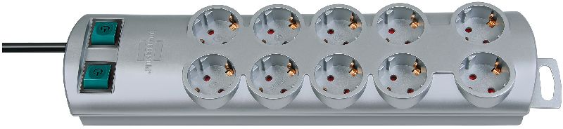  Primera-Line Steckdosenleiste 10-fach silber 2m H05VV-F 3G1,5 5-fach schaltbare Steckdosen 