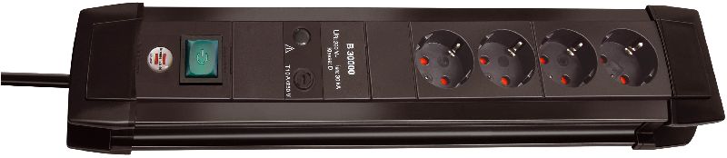  Premium-Line 30.000A berspannungsschutz-Steckdosenleiste 4-fach schwarz 1,8m H05VV-F 3G1,5 
