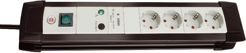 Premium-Line 30.000A berspannungsschutz-Steckdosenleiste 4-fach schwarz/lichtgrau 1,8m H05VV-F 3G1,5 