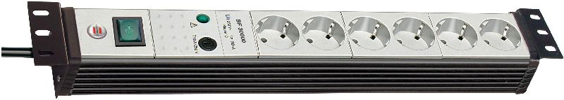  Premium-Line 30.000A berspannungsschutz-Steckdosenleiste 6-fach schwarz/lichtgrau 3m H05VV-F 3G1,5 19" Format 