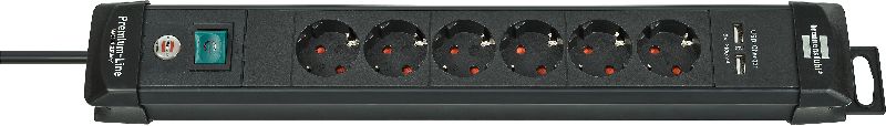  Premium-Line Steckdosenleiste mit USB-Ladefunktion 6-fach schwarz 3m H05VV-F 3G1,5 